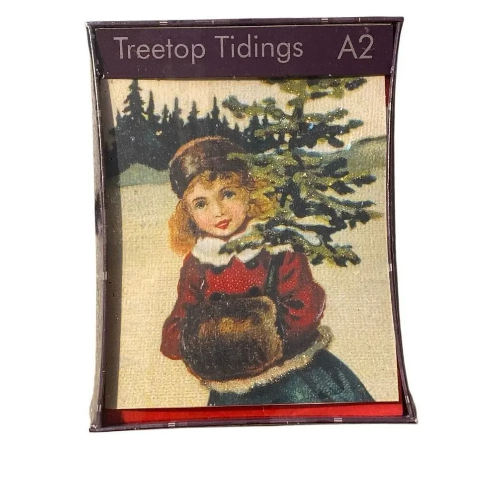 Vintage Treetop Tidings Victorian Holiday Christmas Cards 18 New Ephemera A2